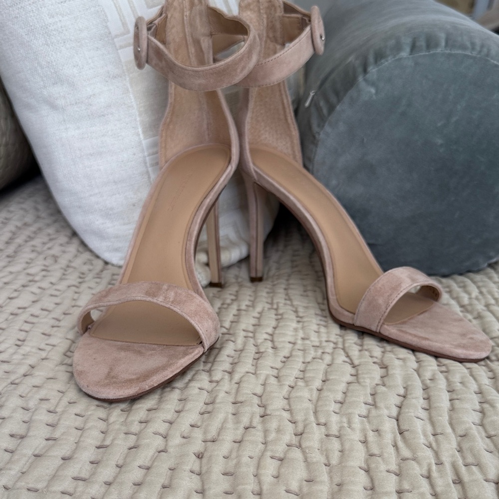 Banana Republic Blush Suede Ankle-Strap Stiletto Sandals